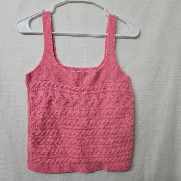 Womens J Crew Sz Lg Sweater Tank Pink Wool Alpaca Soft Barbiecore Festival Boho - Picture 1 of 9